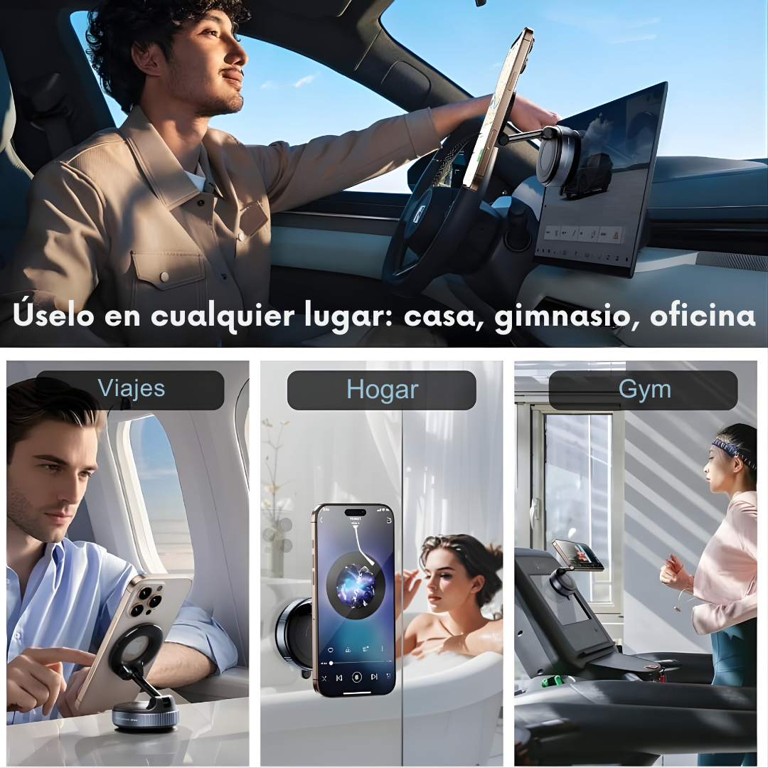 Soporte magnético para celular para utilizarlo en cualquier lugar